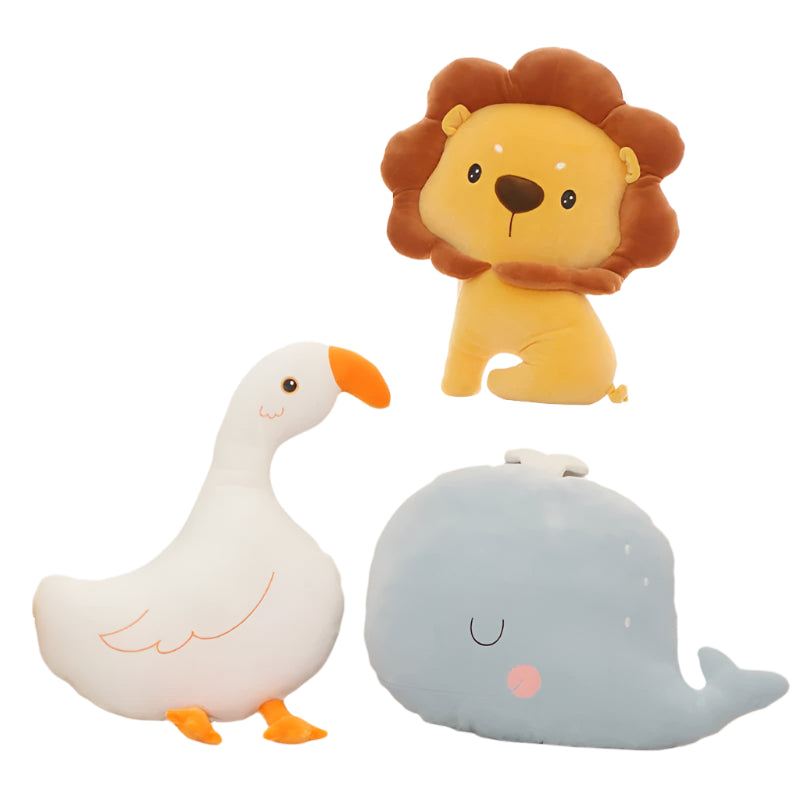 Whale, Goose, Crab & Lion Plush Pillow
