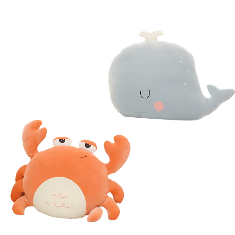 Whale, Goose, Crab & Lion Plush Pillow
