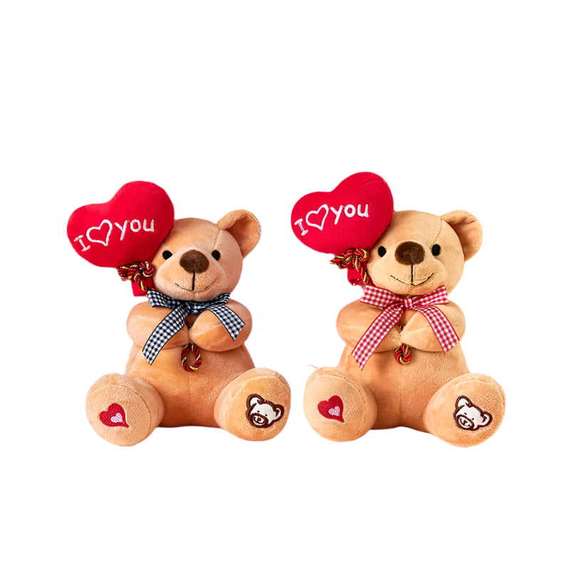 Cartoon Teddy Bear Holding Heart Plush Stuffed Toy (13–15cm)
