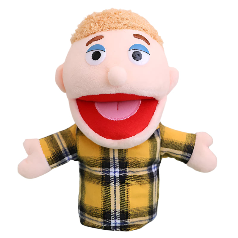 👨👩👧👦 Family Plush Hand Puppet – Soft Storytelling Toy for Kids (28–33cm)