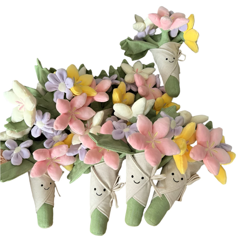 Holding Flowers Plush Toy – Eternal Rose Plush Bouquet
