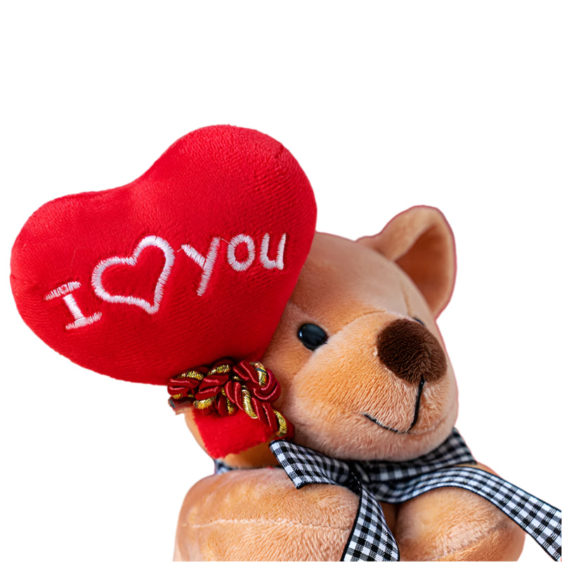 Cartoon Teddy Bear Holding Heart Plush Stuffed Toy (13–15cm)
