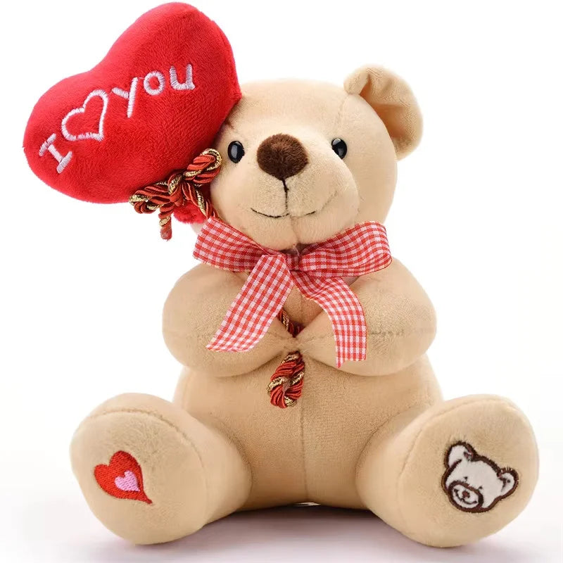 Cartoon Teddy Bear Holding Heart Plush Stuffed Toy (13–15cm)