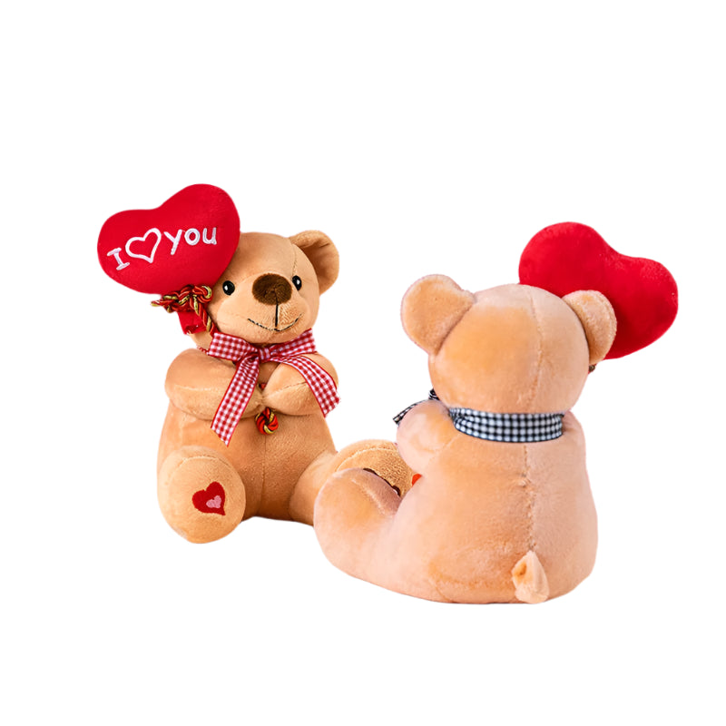 Cartoon Teddy Bear Holding Heart Plush Stuffed Toy (13–15cm)
