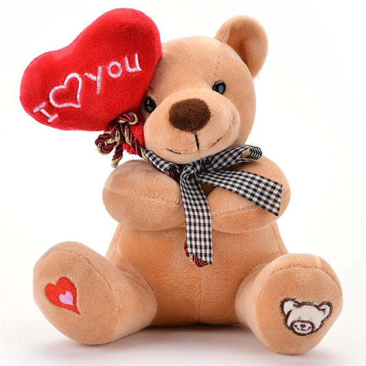 Cartoon Teddy Bear Holding Heart  Plush Stuffed Toy (13–15cm)
