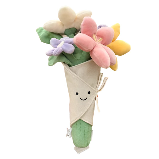Holding Flowers Plush Toy – Eternal Rose Plush Bouquet