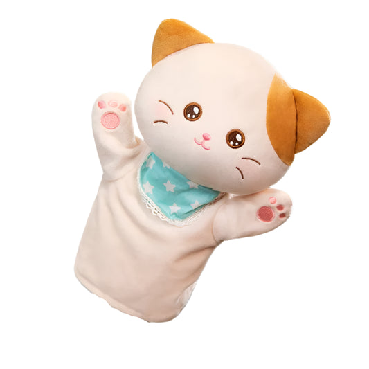 🧸 Kawaii Plush Animal Hand Puppets – Cat, Deer, Panda & Shiba Inu