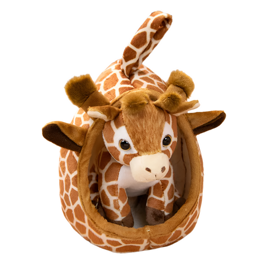 18cm Jungle Baby Plush Toys – Tiger, Lion, Leopard & Giraffe with Nest

