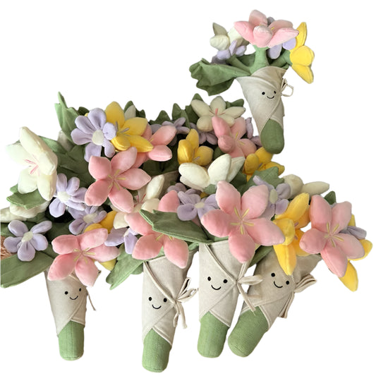 Holding Flowers Plush Toy – Eternal Rose Plush Bouquet