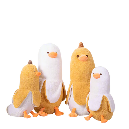 🍌 Peeled Banana Plush Toy – Surprise Duck Inside